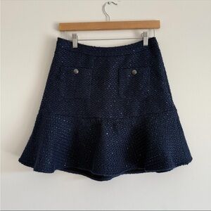 NWT Loft Navy Tweed and Sequins Mini Skirt- Size 2